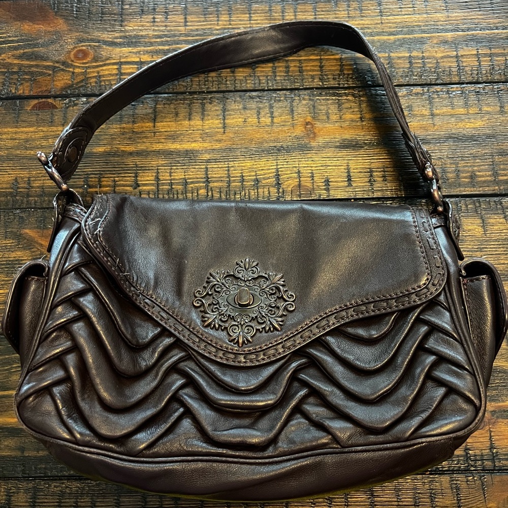 Rare ISABELLA FIORE ROYALE SERENE PETITE Layered & Lambskin handbag Bag